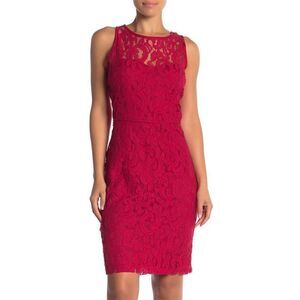 Marina Sleeveless Lace Sheath Dress size 4 in Red - NEW